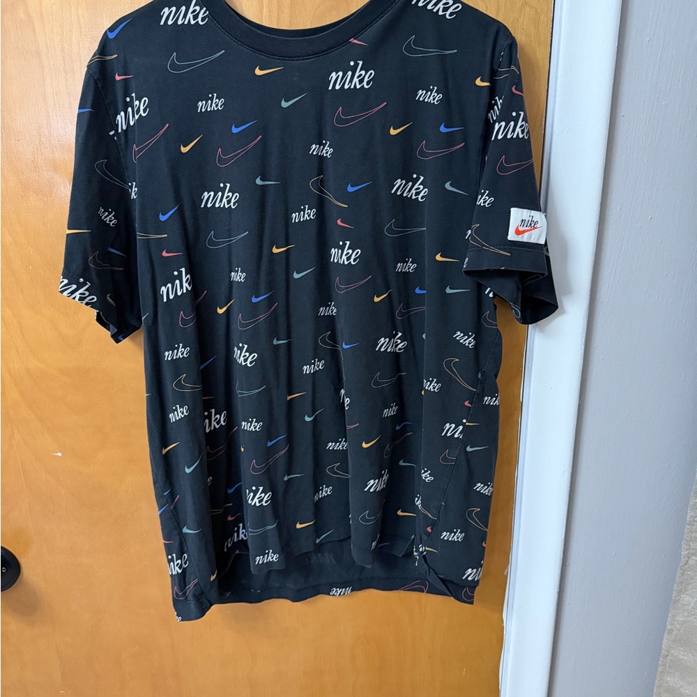 Nike “The Nike Tee” All-Over Logo Print T-Shirt Black Men’s XL